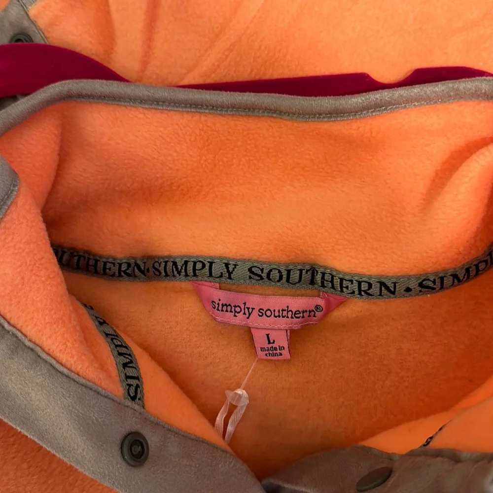 NWT - SIMPLY SOUTHERN CORAL GREY FLEECE LONG SLEEVE PULLOVER JACKET, SIZE L. - Picture 7 of 8